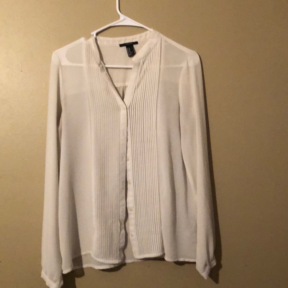 Forever 21 White Longsleeve Overshirt - M